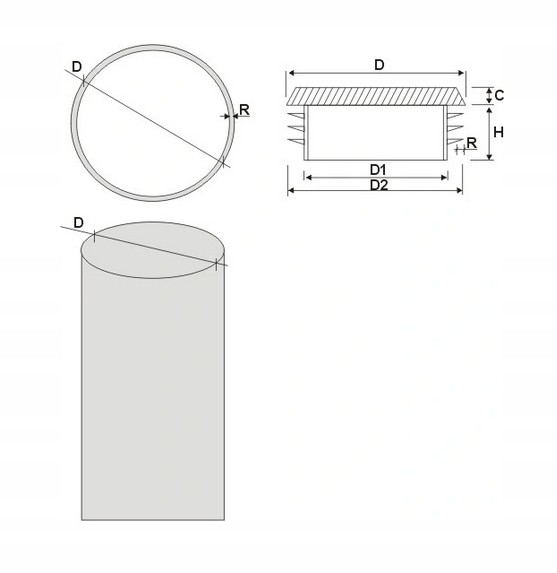 10x Round Lamellar Plug 50mm Round Plug Black End Caps Plastic