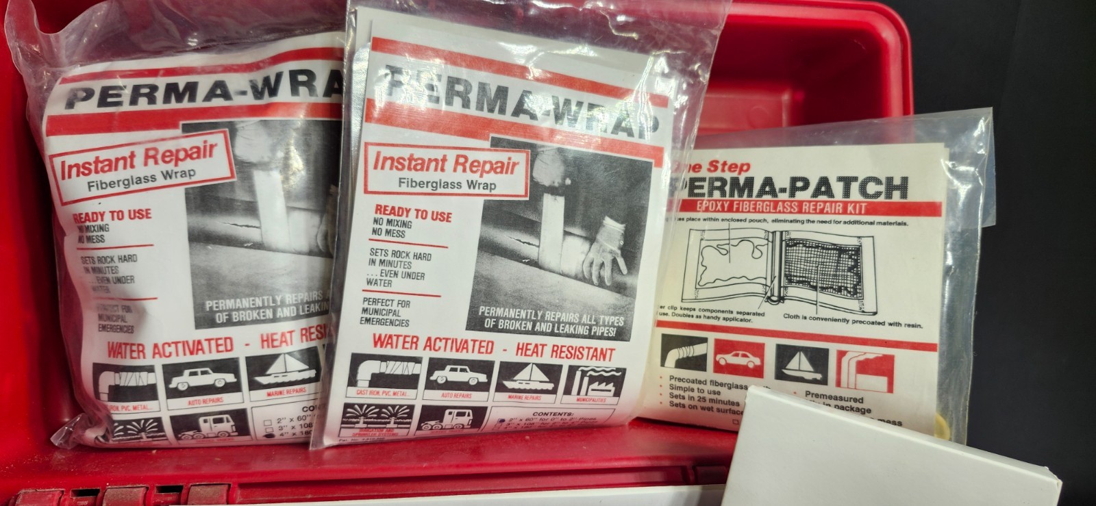 PERMA-WRAP (Vintage) Unused Wrap Emergency Repair Kit w/AKRO-MILS Pro Box & Acc.