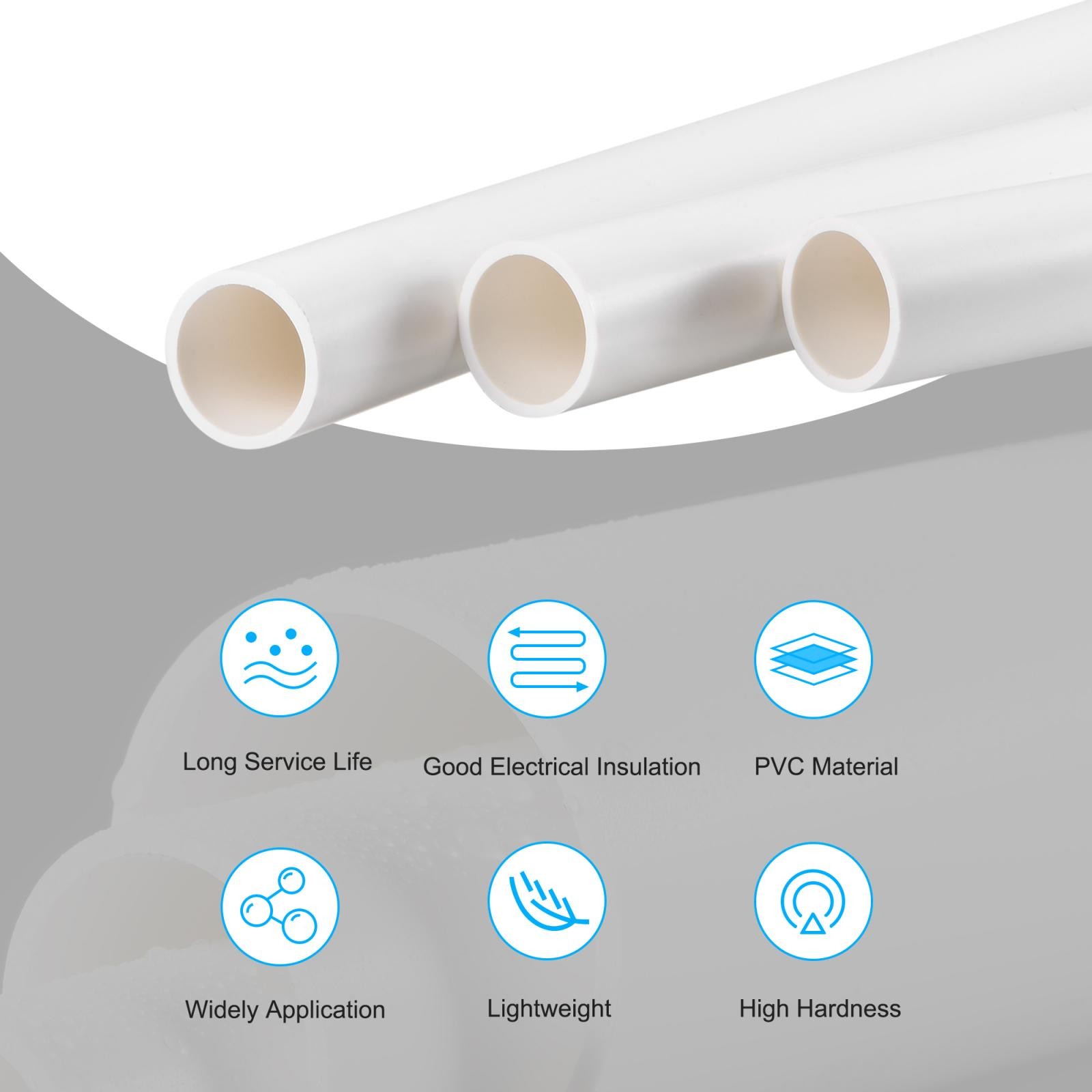 3pcs PVC Pipe 21mm ID x 25mm OD 0.5m Rigid Water Pipe Drain Pipe White