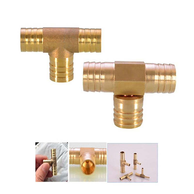 4~25mm Brass Tee Barbed T Piece Hose Joiner 3 Way Connector Air Fuel Water Pipe