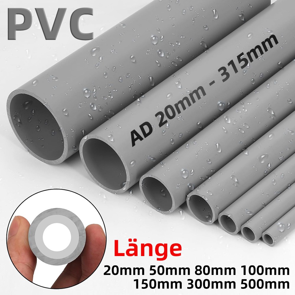 20-315mm Grey PVC Round Tube / Pipe Solvent Weld Length 2cm 5cm 8cm 10cm ~ 50cm