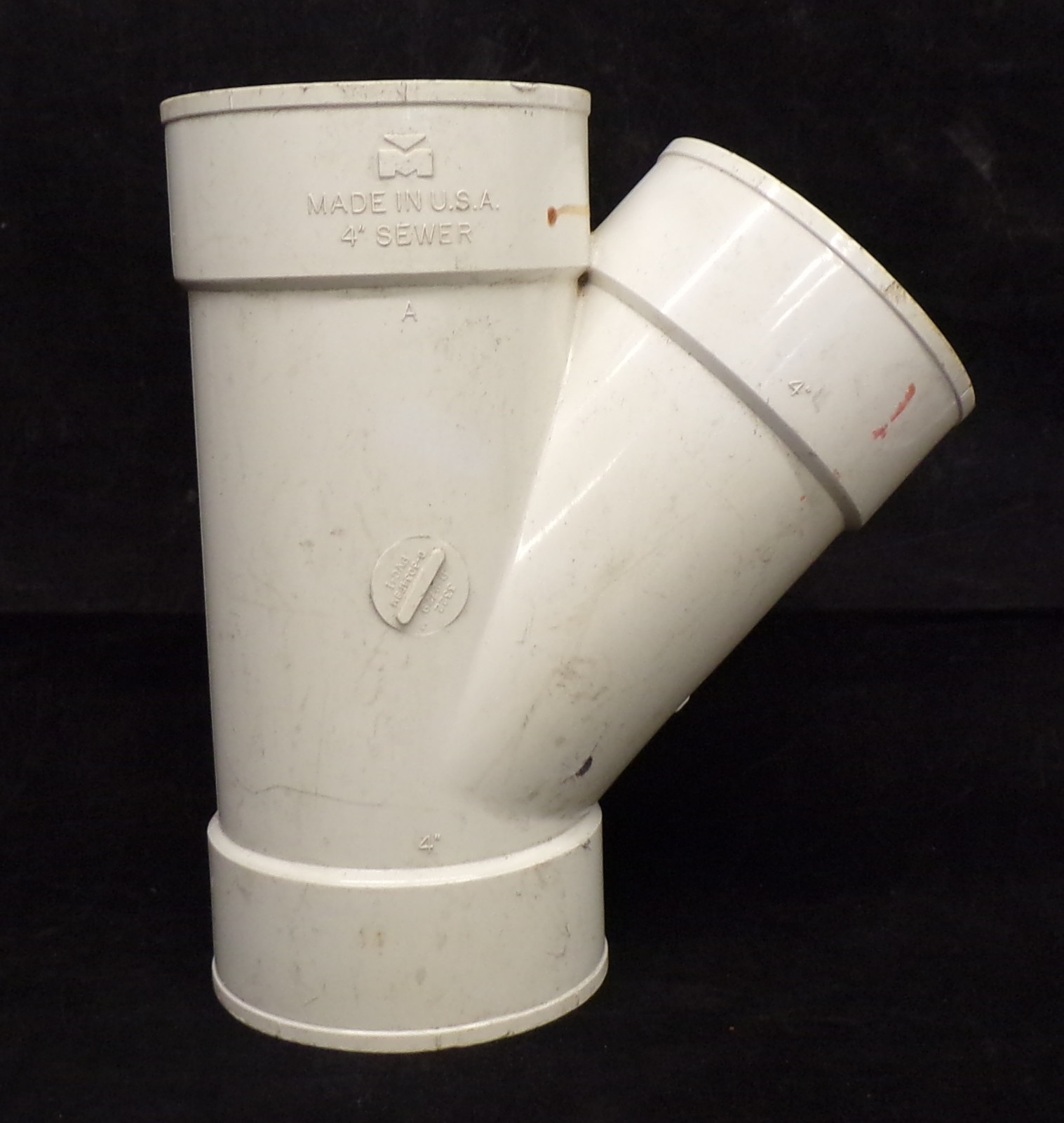 SEWER AND DRAIN REDUCING PIPE, 4″ 45 DEGREE PVCI, D-3034PSM, 3322, D-2729