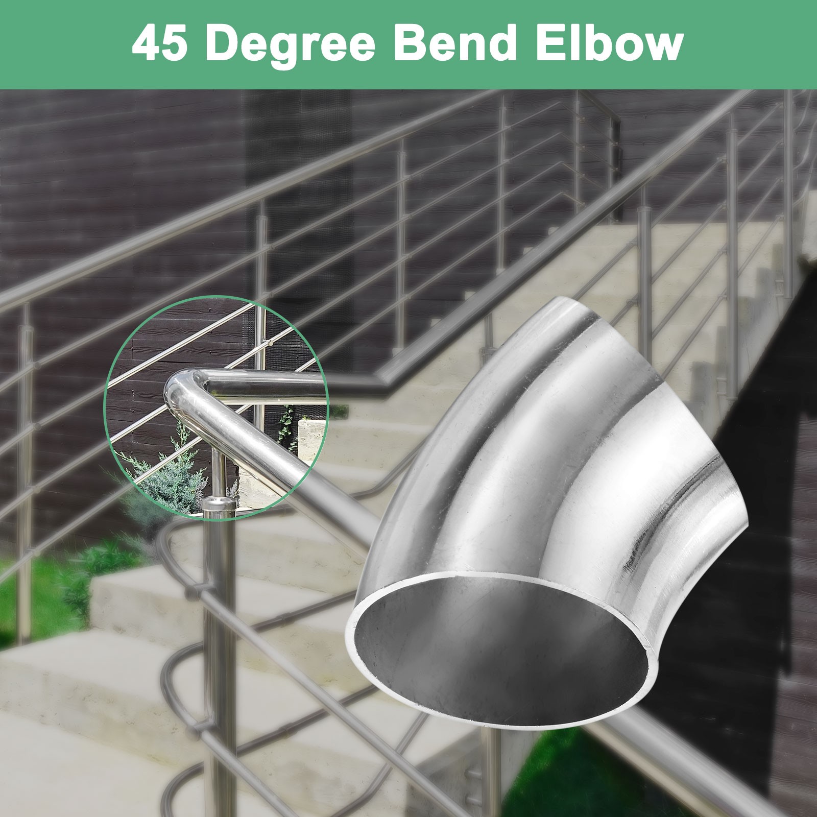 2-Pack OD 1.8 Inch 45 Degree Mandrel Bend Elbow, Thicken 1.5 mm Height 55 mm
