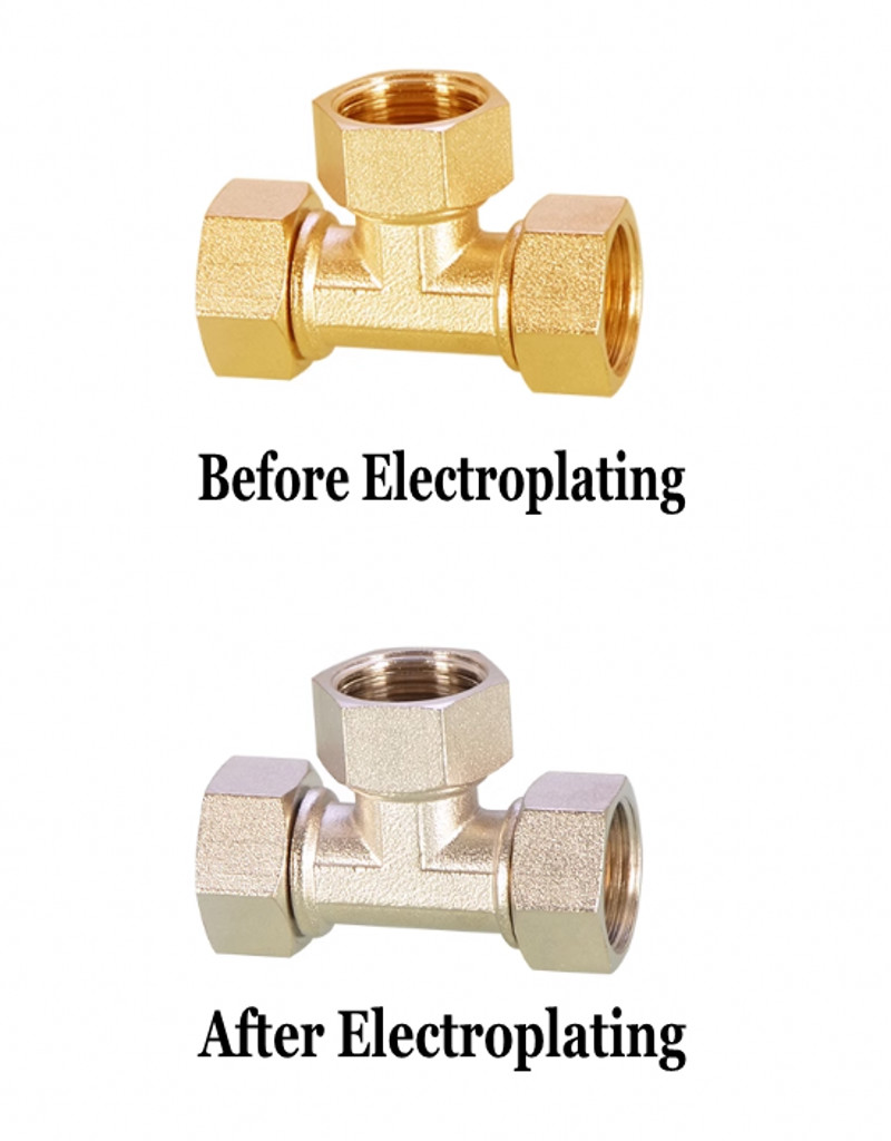 1/2 Brass Plating Inner Outer Thread Tee Joint Union Elbow Water Pipe Fittings