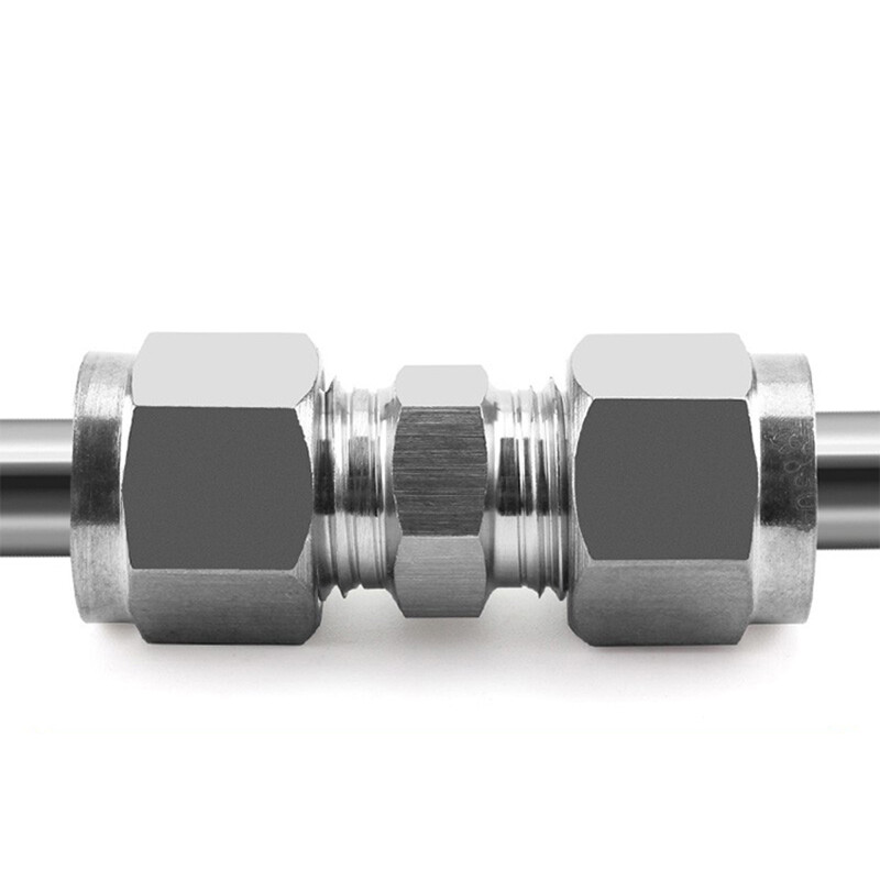 304 Stainless Steel OD 3mm-25mm Tube Double Ferrule Compression Union Fittings