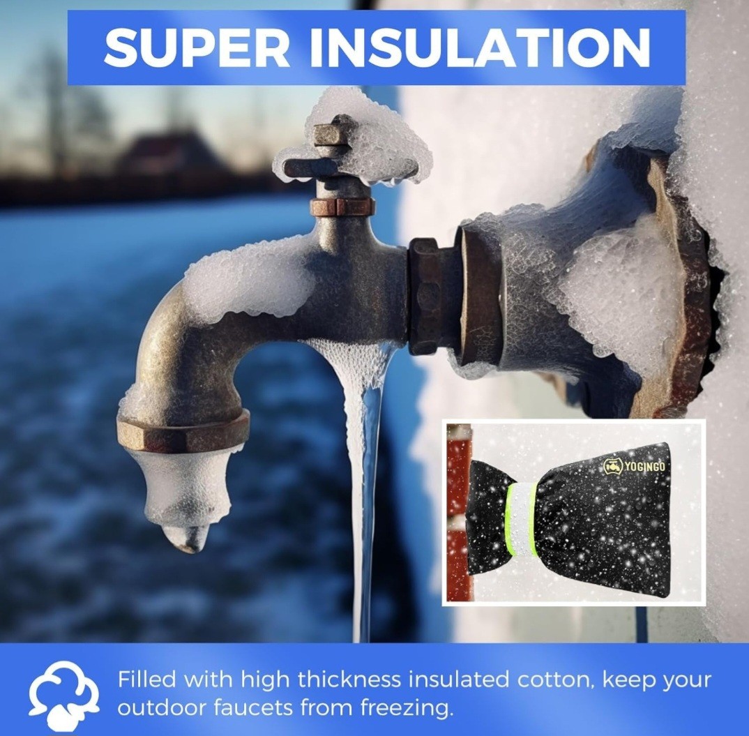 2-Pack YOGINGO Outdoor Faucet Covers Winter Freeze Protection – Thick Insulated