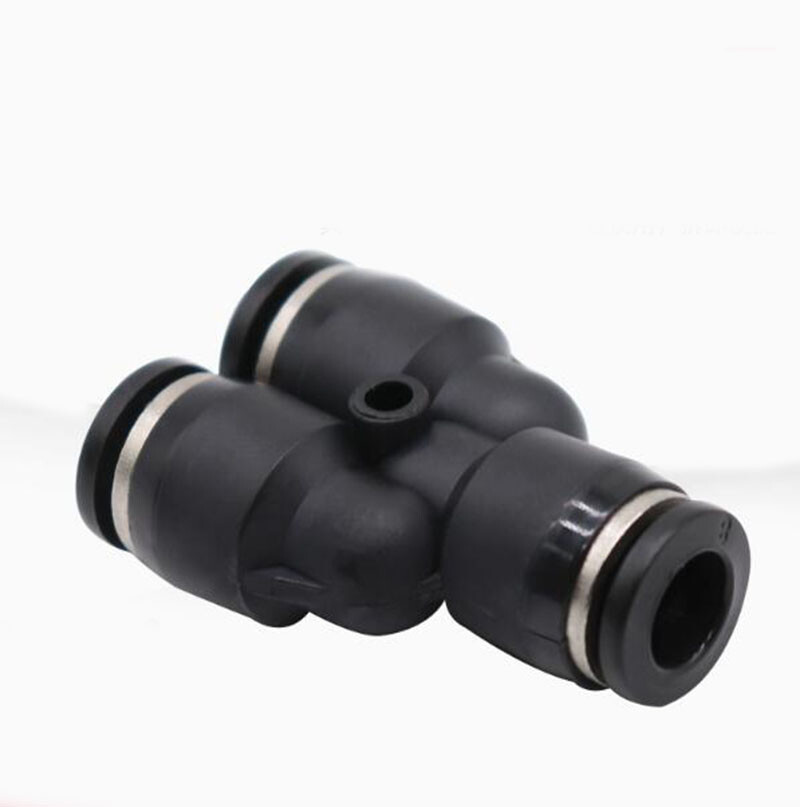 Pneumatic Push In Fittings Hose Tube Stem Join Adapter Tee Quick Connector Black