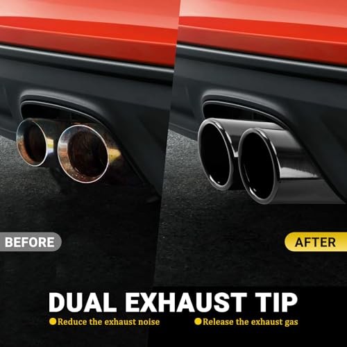 Dual Exhaust Tips with 2.5 inch Inlet 3 inch Outlet, Straight Black-Straight