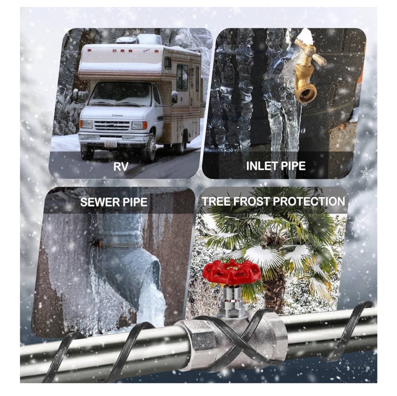 30FT（3FT-200FT） Pipe Heating Cable for Pipe Freeze Protection