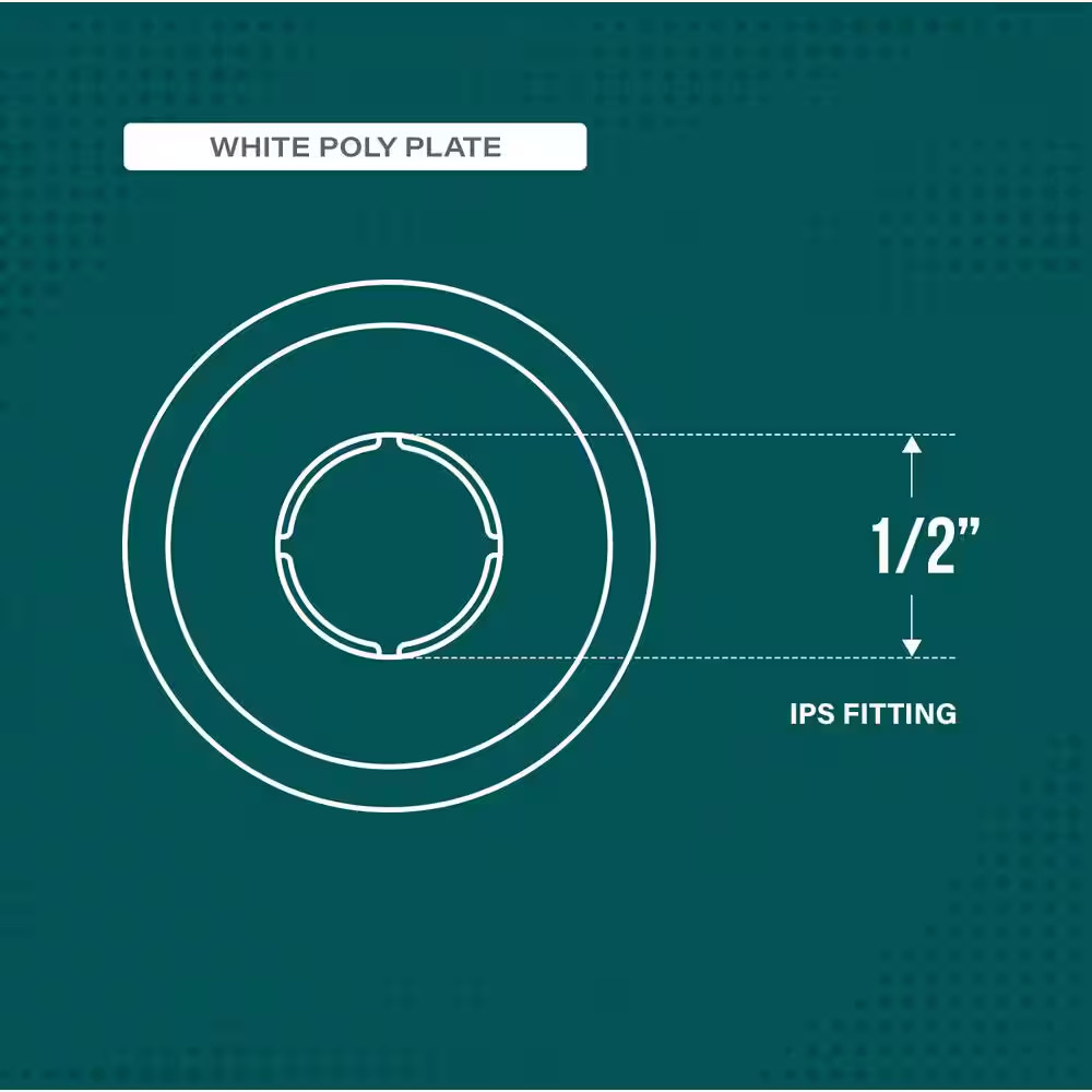 1/2 In. Floor and Ceiling Plate Cover Split Flange, PVC Escutcheon Plate, Univer