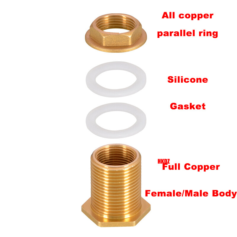 Brass Water Tank Connector Bulkhead Fittings Male/Female Thread Adapter 1/2″~2″