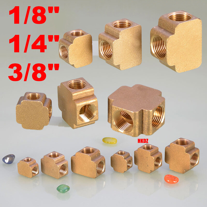1/8″ 1/4″ 3/8″ BSP Female Brass Pipe Fitting Tee 3 Way/Cross 4 Way Gas Connector