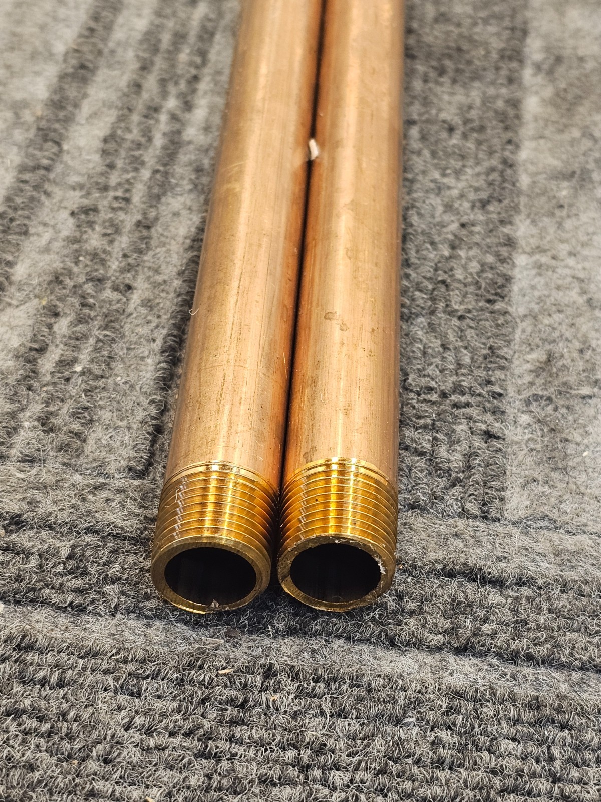 (QTY 2) 102605: 1/2″ x 15-1/2″ Standard Brass Nipple Tubes Threaded Both Ends