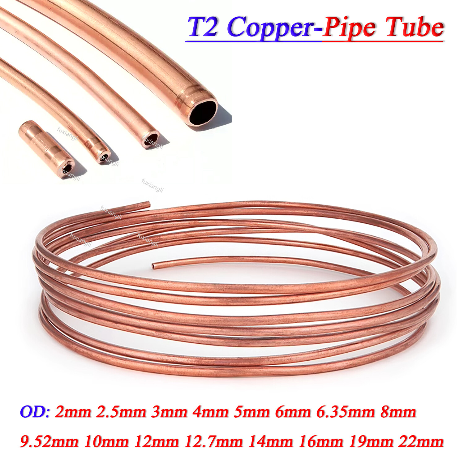 Microbore Copper Pipe Tube T2 99.9% Pure Refrigeration Coil Soft OD: 2mm To 22mm