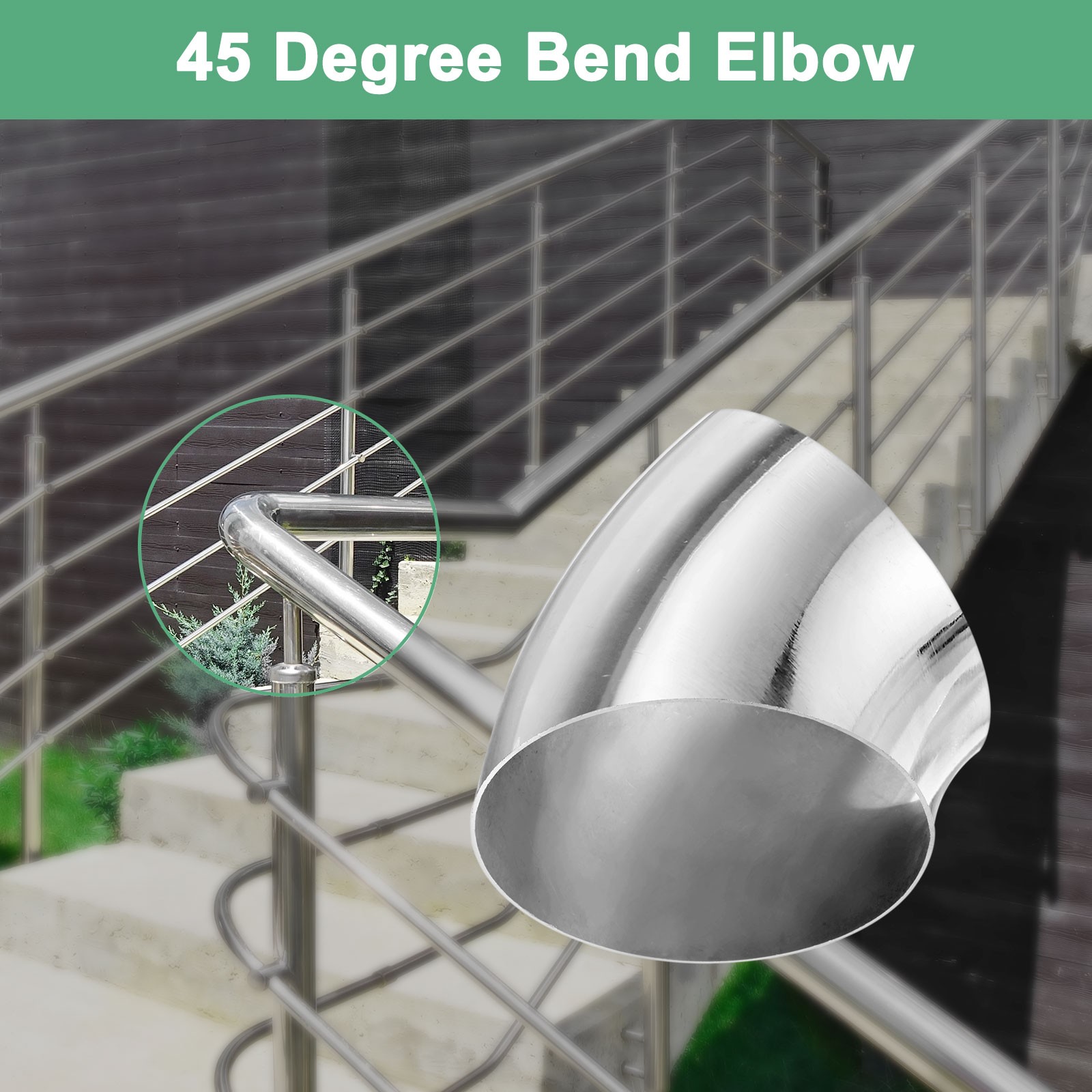 OD 5 Inch 45 Degree Mandrel Bend Elbow, Thicken 1.5 mm Height 130 mm