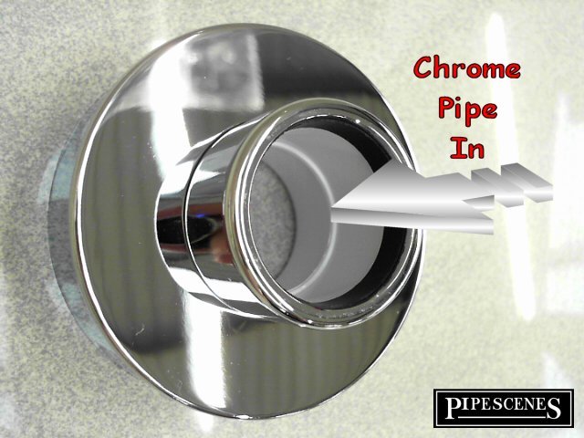 Chrome Waste Pipe 32mm 35mm to Plastic Adaptor Coupling with Chrome Wall Shroud