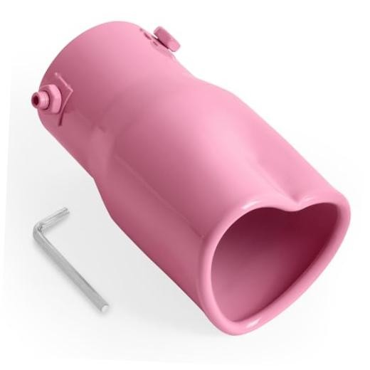 Heart Exhaust Tip 2.4″ ID/ 2.5″ OD, Adjustable Stainless Single Pipe- Pink