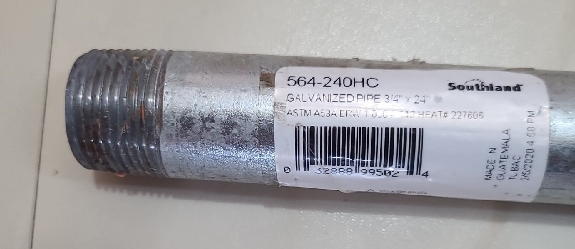 Southland 3/4 In. x 24 In. Galvanized Steel Threaded Pipe (564-240HO) New
