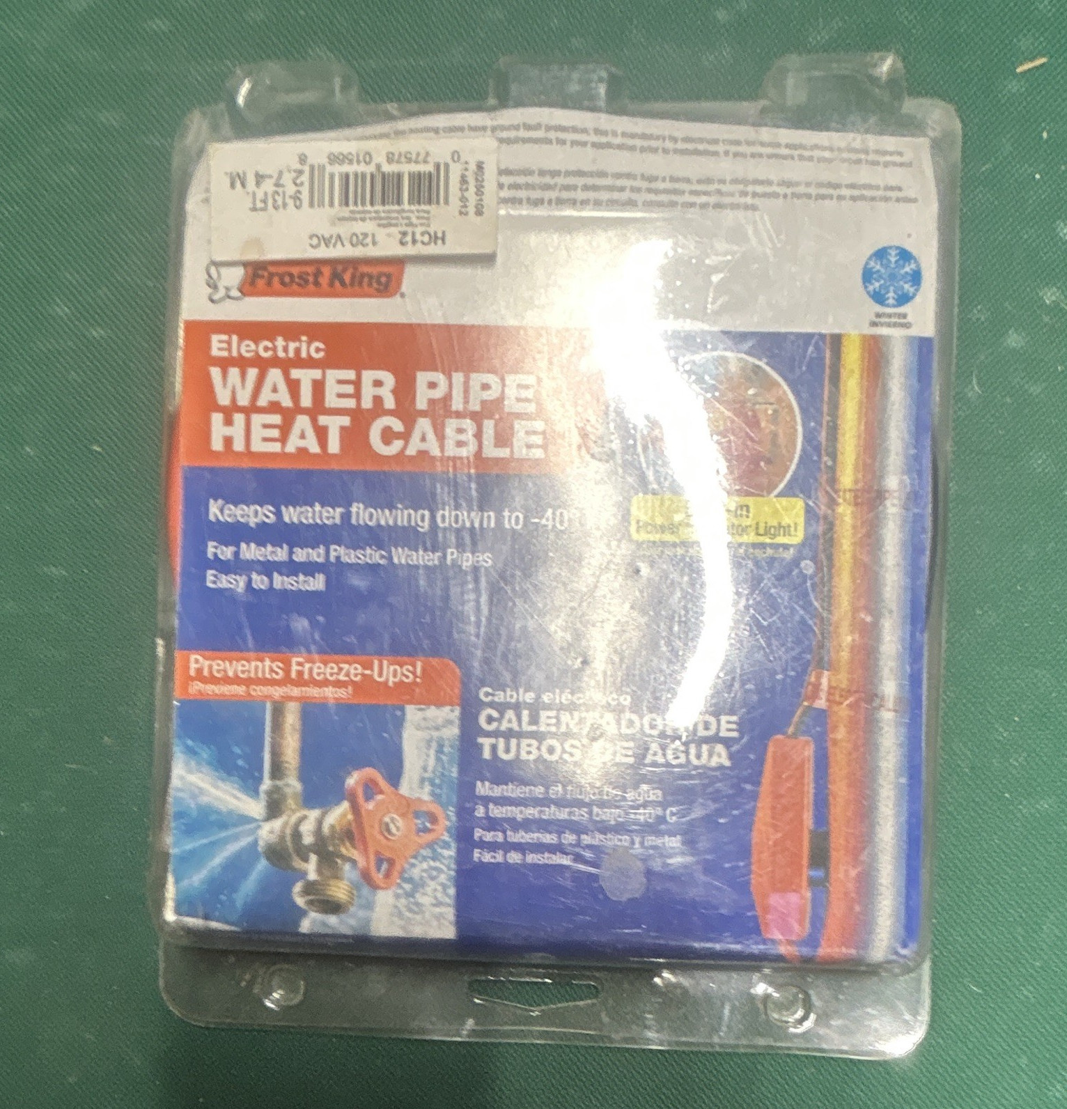 Frost King Electric Water Pipe Heat Cable 12 Foot Length, MPN HC12