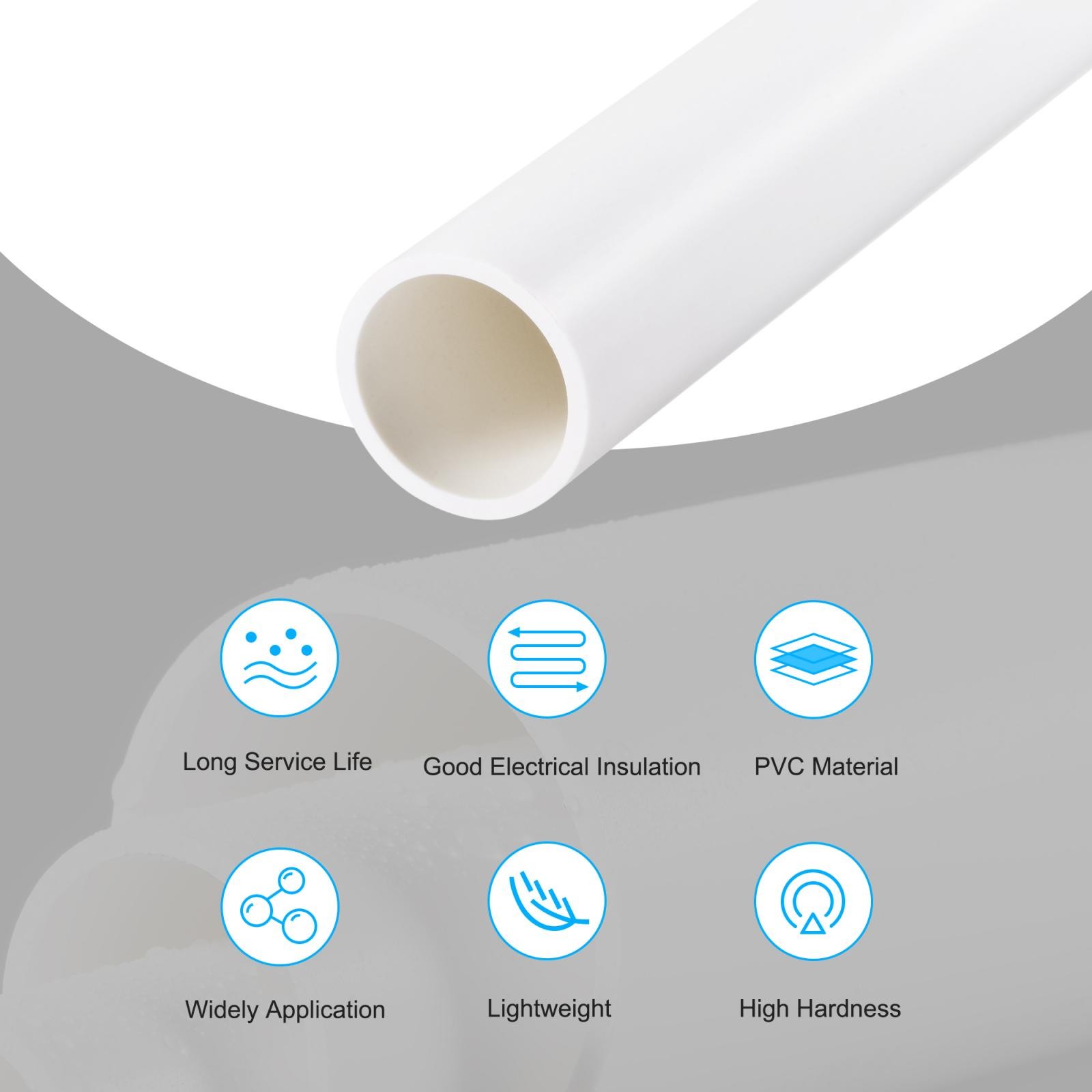 PVC Pipe 21mm ID x 25mm OD 0.5m Rigid Water Pipe Drain Pipe White