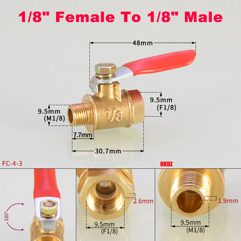 Brass Lever Ball Valve BSP Male Female Thread Shut-off Tap Switch 1/8″ 1/4″ 3/8″
