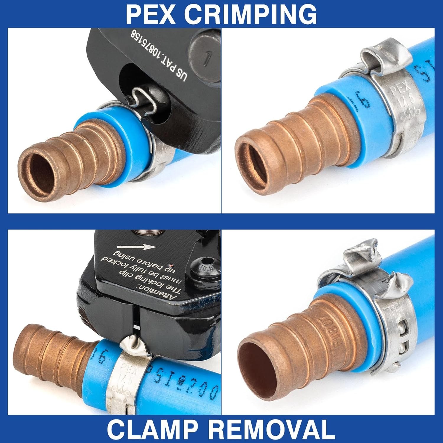 PEX Clamp Tool Kit w/ Rings & Tubing Cutter for 3/8–1″ PEX Cinch & Removal Tool