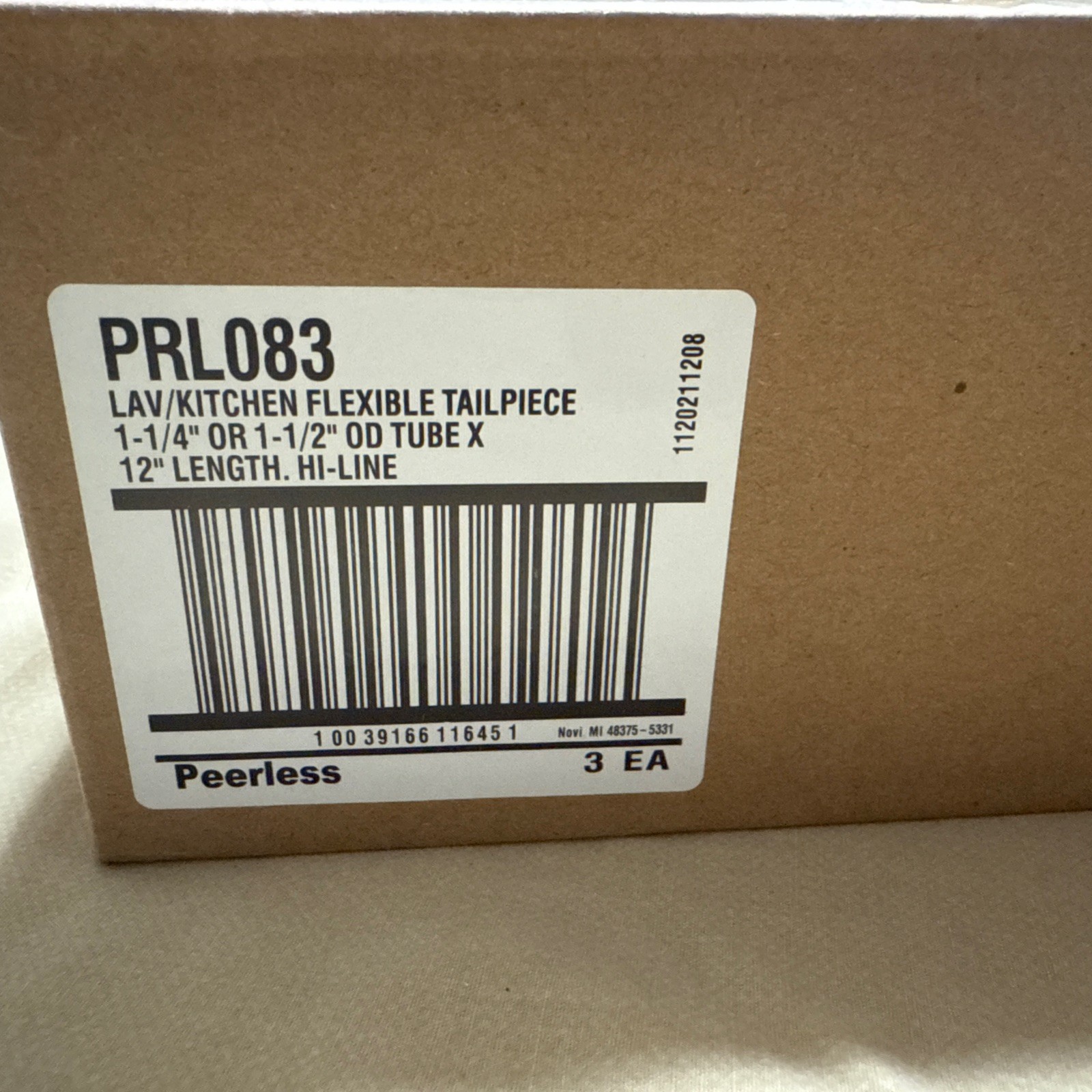 PEERLESS 3pcs PRL083 Flexible Kitchen/Lav ExtensionTUBE 1- 1/4″ or 1-1/2″ to 11″