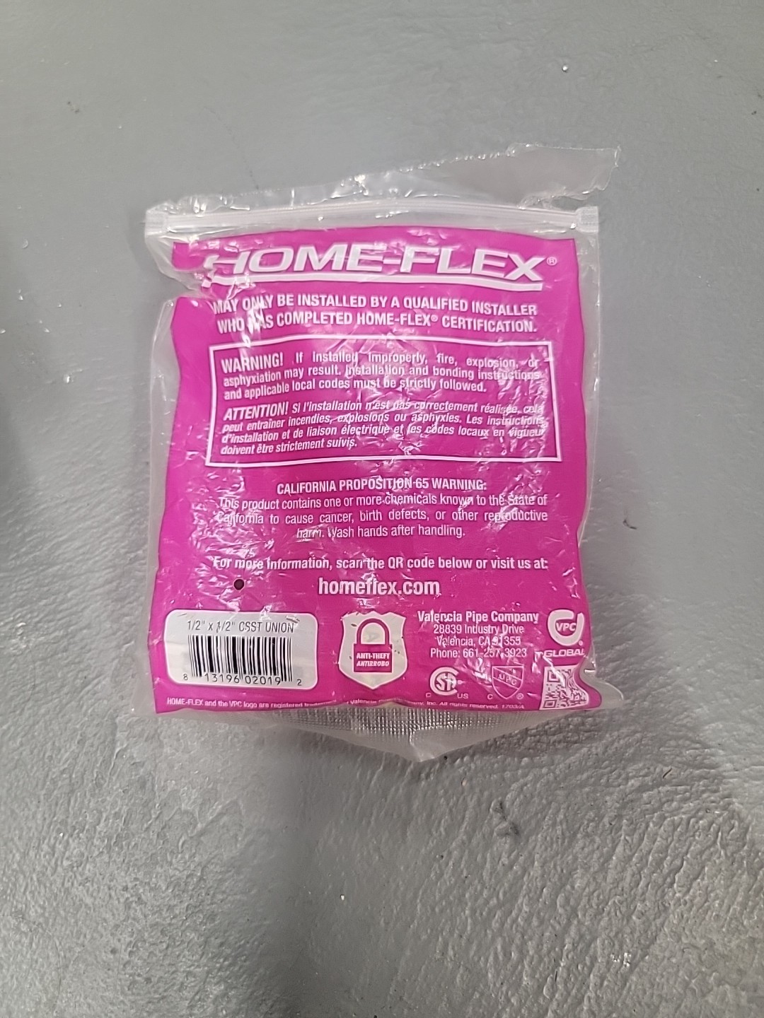 HOME-FLEX 1/2″ X 1/2″ CSST UNION FITTING 1-piece USED *READ DESCRIPTION