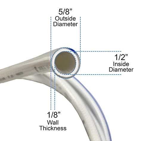 1/2″ ID x 5/8″ OD Heavy Duty Braided PVC Tubing Reinforced Hose, Non 20 Feet