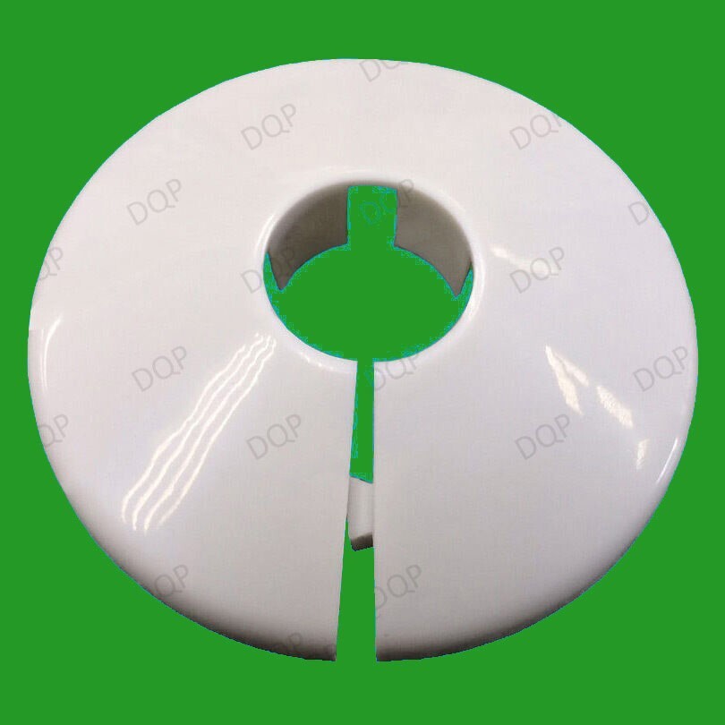 10x White Plastic Radiator Pipe Collars, For 15mm Pipes Easy Fit Flooring Covers