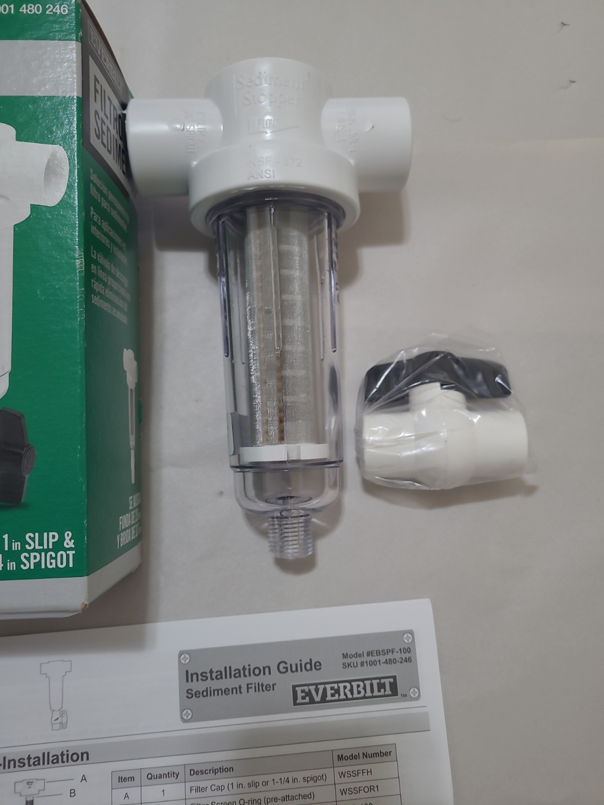 Everbilt Sediment Filter . Fits 1″ Slip & 1-1/4″ Spigot . Free Shipping .