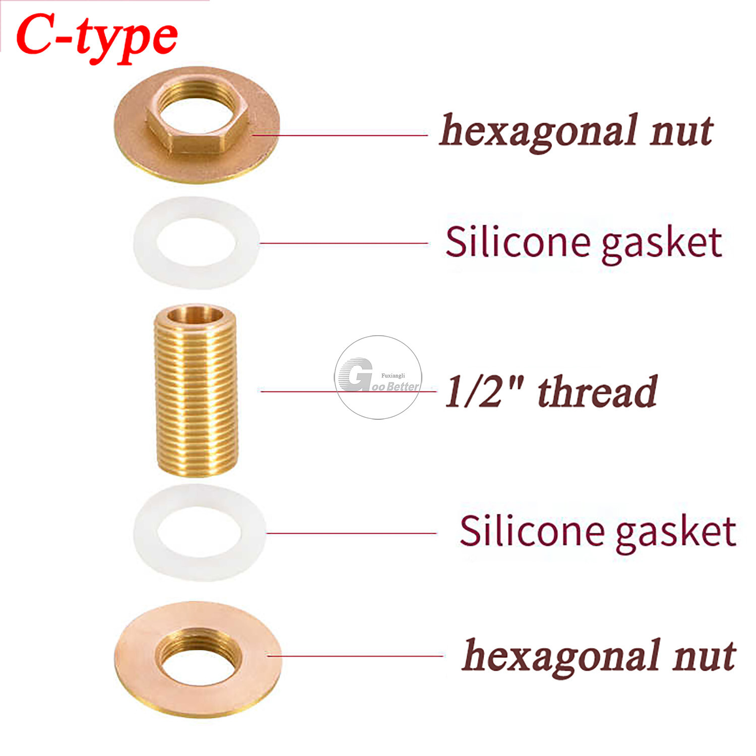 Brass BSPT 1/2″ Bulkhead Water Tank Fittings Water Tower Joint Connector