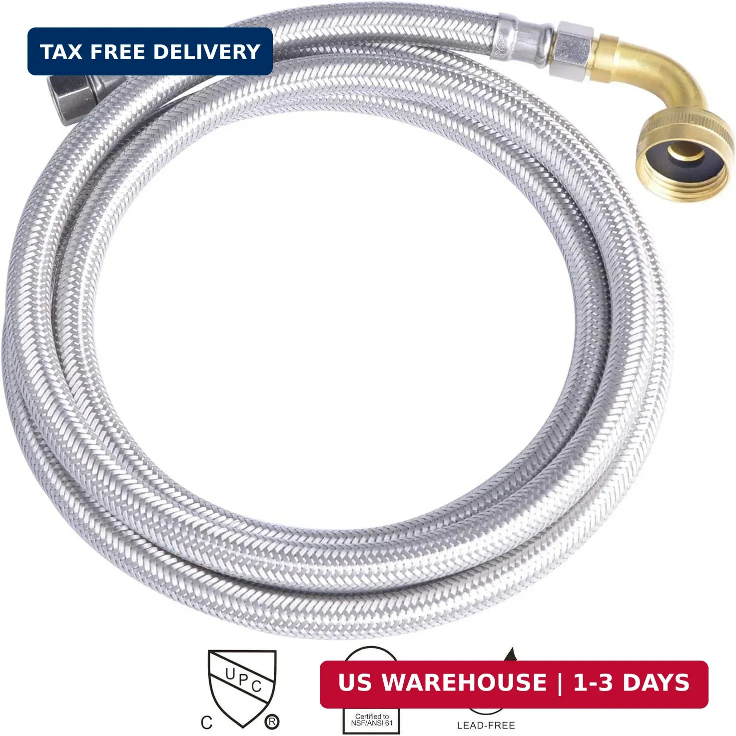 Hydro Master Braided Stainless Steel Dishwasher Connector with Elbow 72 inches 3