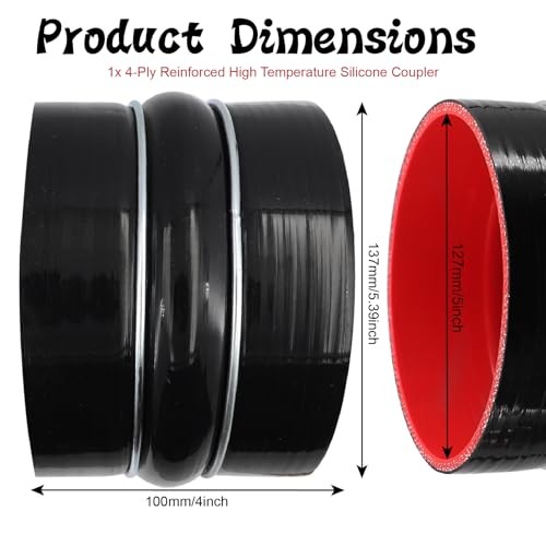 High Performance Straight Silicone Hump Coupler ID 5 Inch 4-Ply Reinforced ID5″