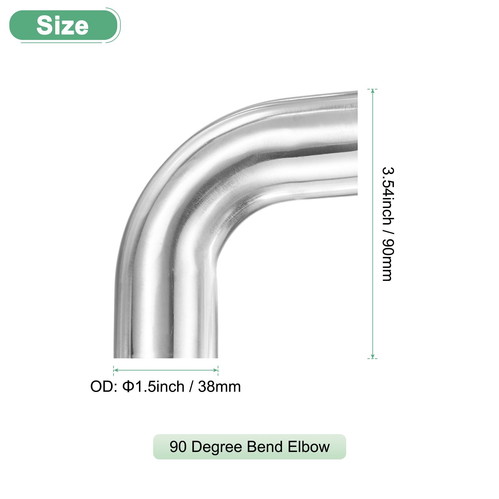 2-Pack OD 1.5 Inch 90 Degree Mandrel Bend Elbow, Thicken 1.5 mm Height 90 mm