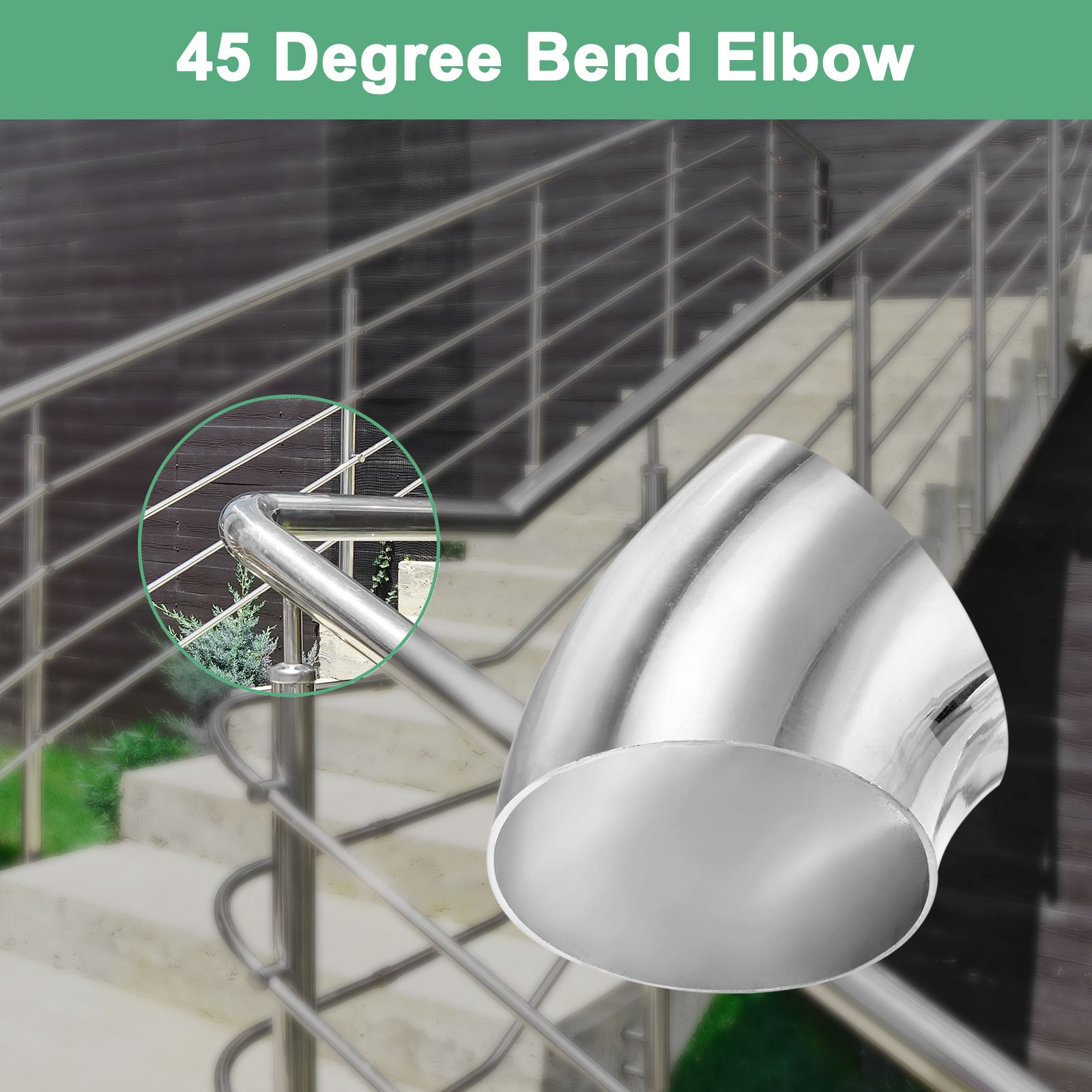 2-Pack OD 2.8 Inch 45 Degree Mandrel Bend Elbow, Thicken 1.5 mm Height 79 mm