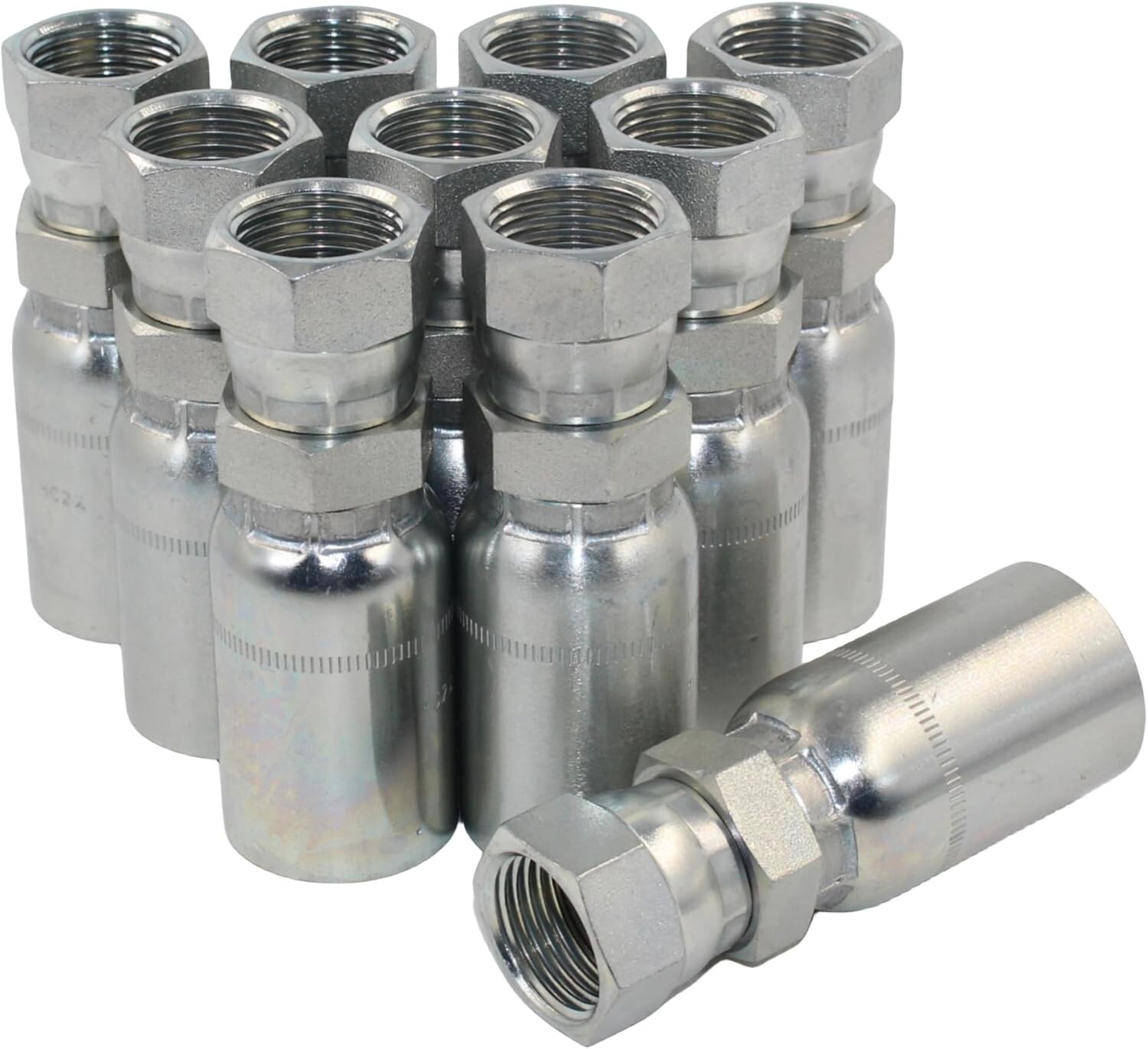Various Sizes of Kurt Hydraulic FJX Crimp x Female JIC 37 Deg Flare Swivel Steel
