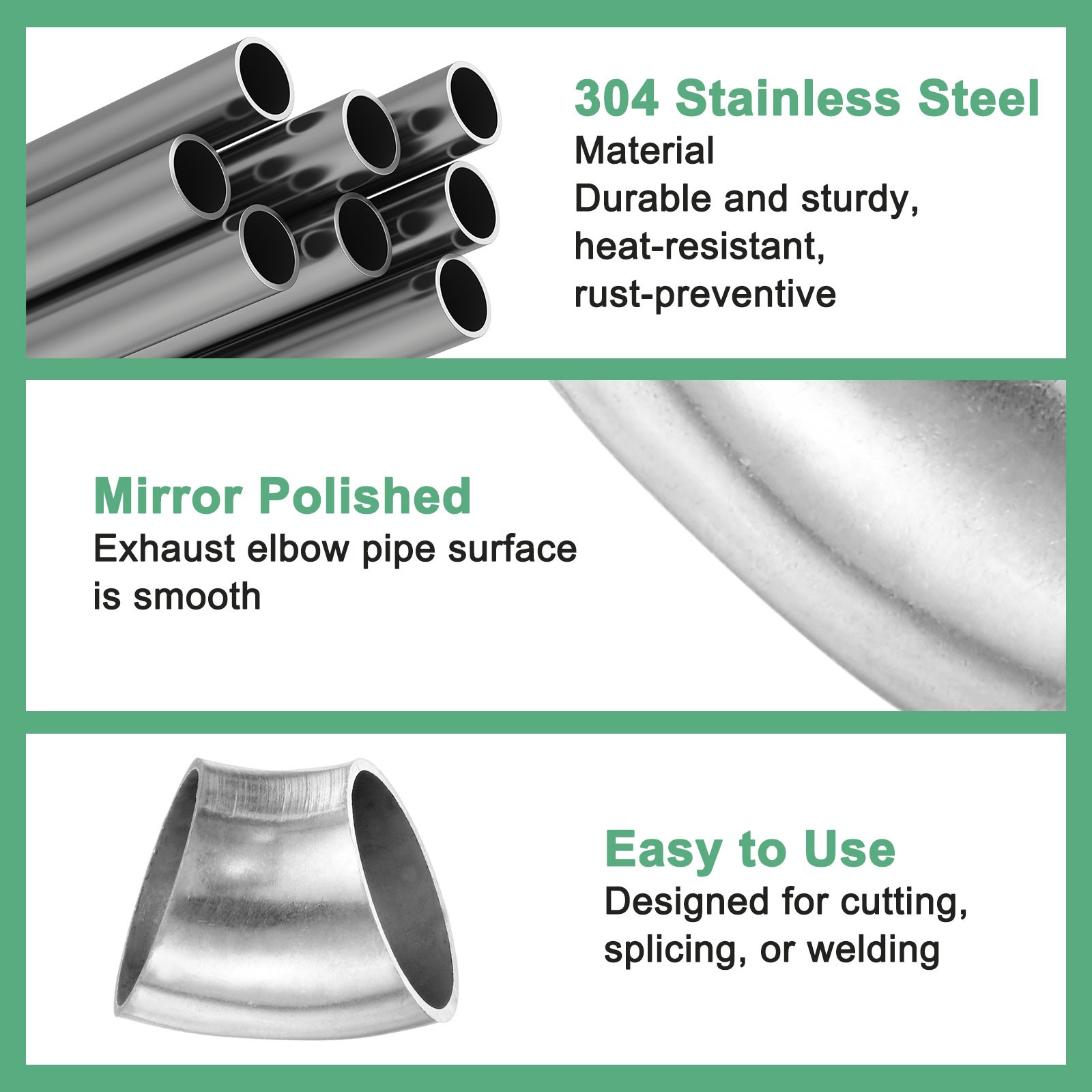 4-Pack OD 1 Inch 45 Degree Mandrel Bend Elbow, Thicken 1.5 mm Height 33 mm