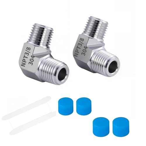 2 Pack NPT3/8 90 Degree Elbow, NPT3/8 Male – NPT3/8 Male, For NPT3/8(M)