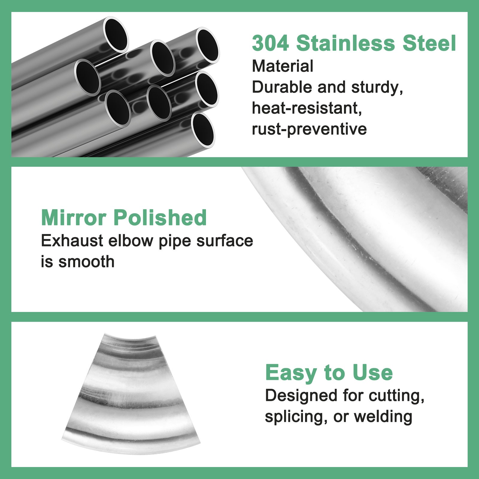 OD 2.1 Inch 45 Degree Mandrel Bend Elbow, Thicken 1.5 mm Height 54 mm