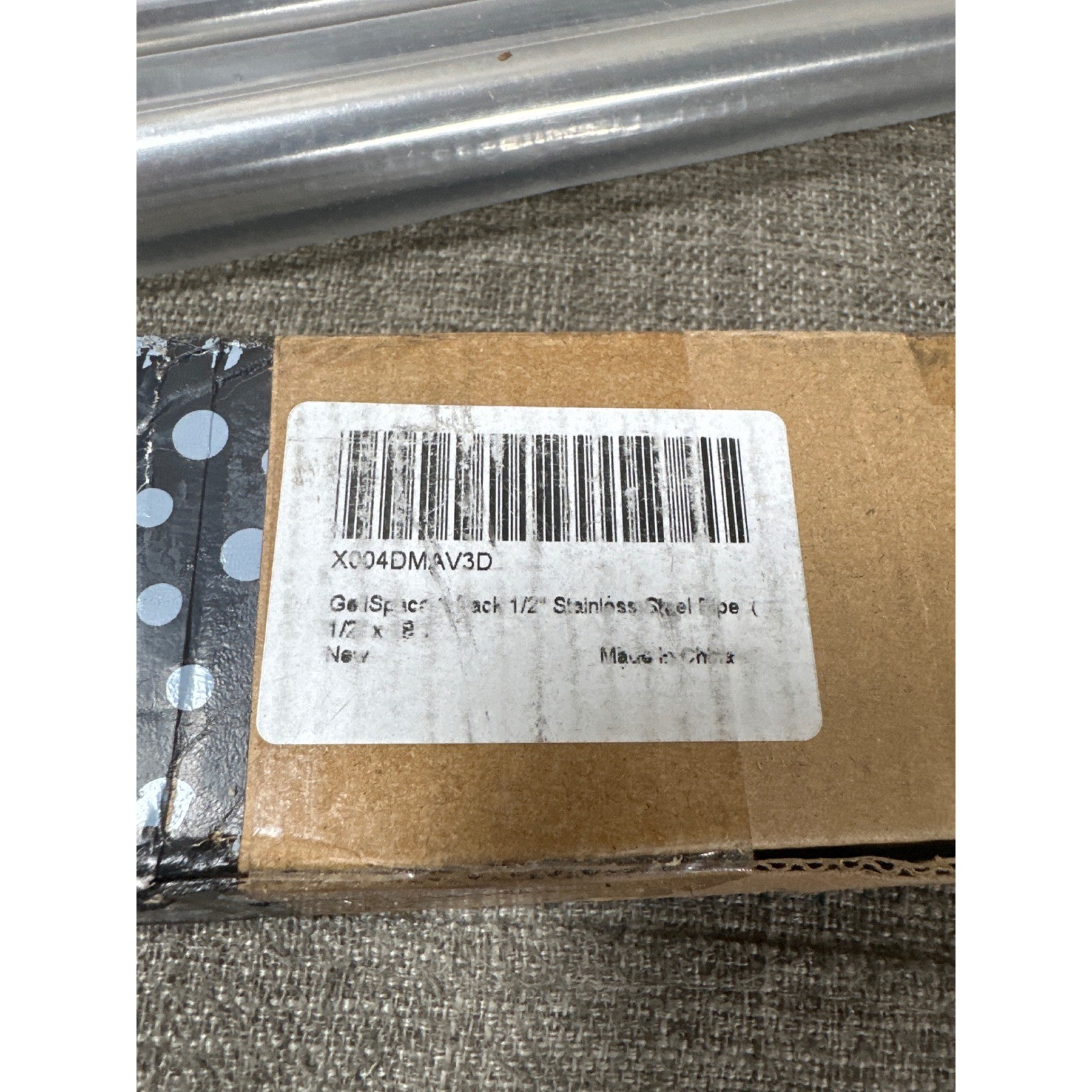 GeiSpace 2 Pack 1/2″ Stainless Steel Pipe 18 Inch Threaded Ends Silver New