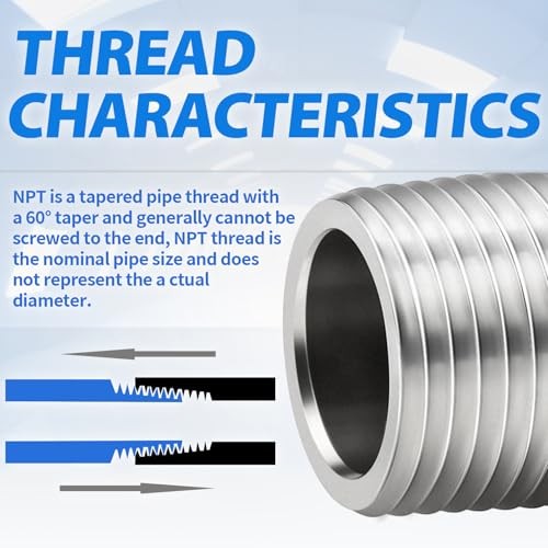 304 Stainless Steel Pipe Fitting, 1/4″ MNPT x 1/4″ FNPT 4″ Length(100MM)