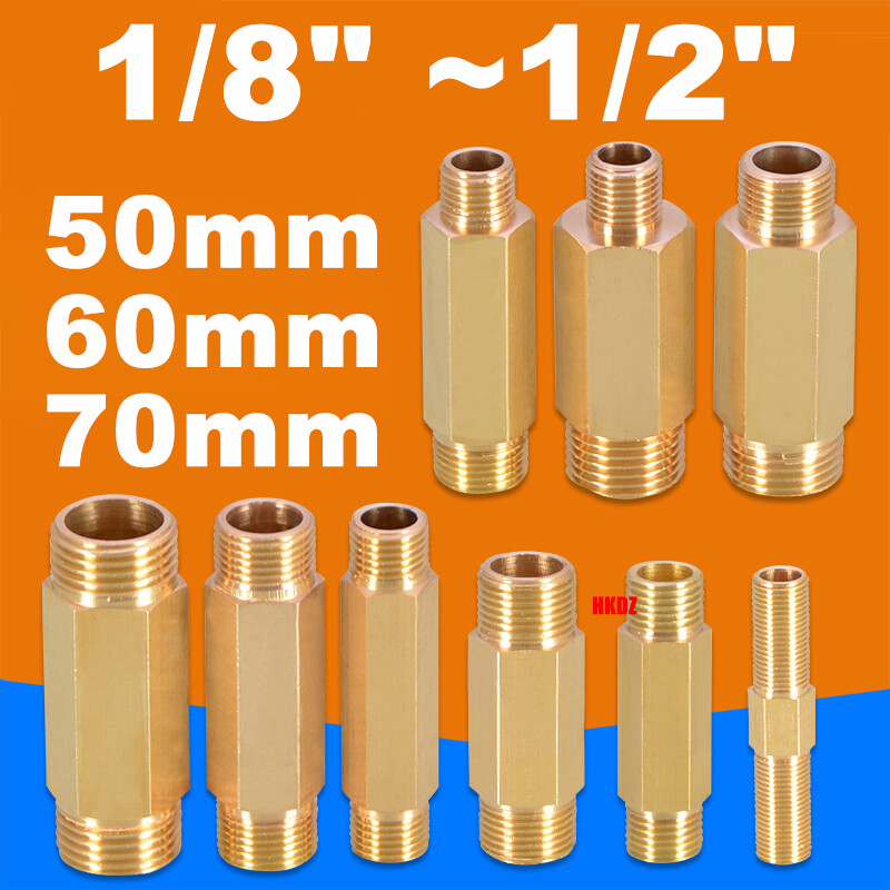 1/8″ 1/4″~1/2″ Brass Male Pipe Fittings BSP Thread Extension Connectors Adapter