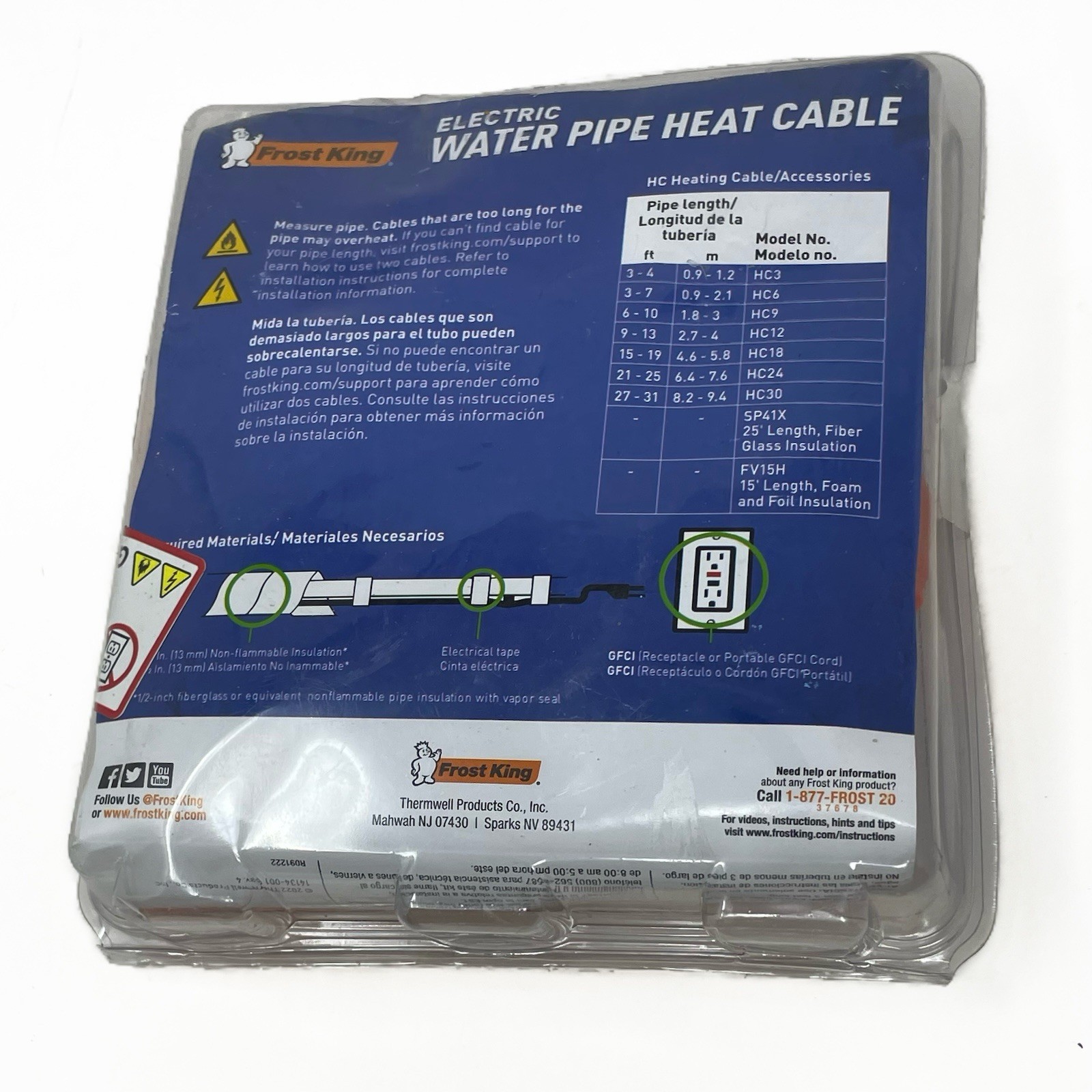 Frost King Electric Water Pipe Heat Cable – For Pipe Lengths: 9FT to 13FT – HC12
