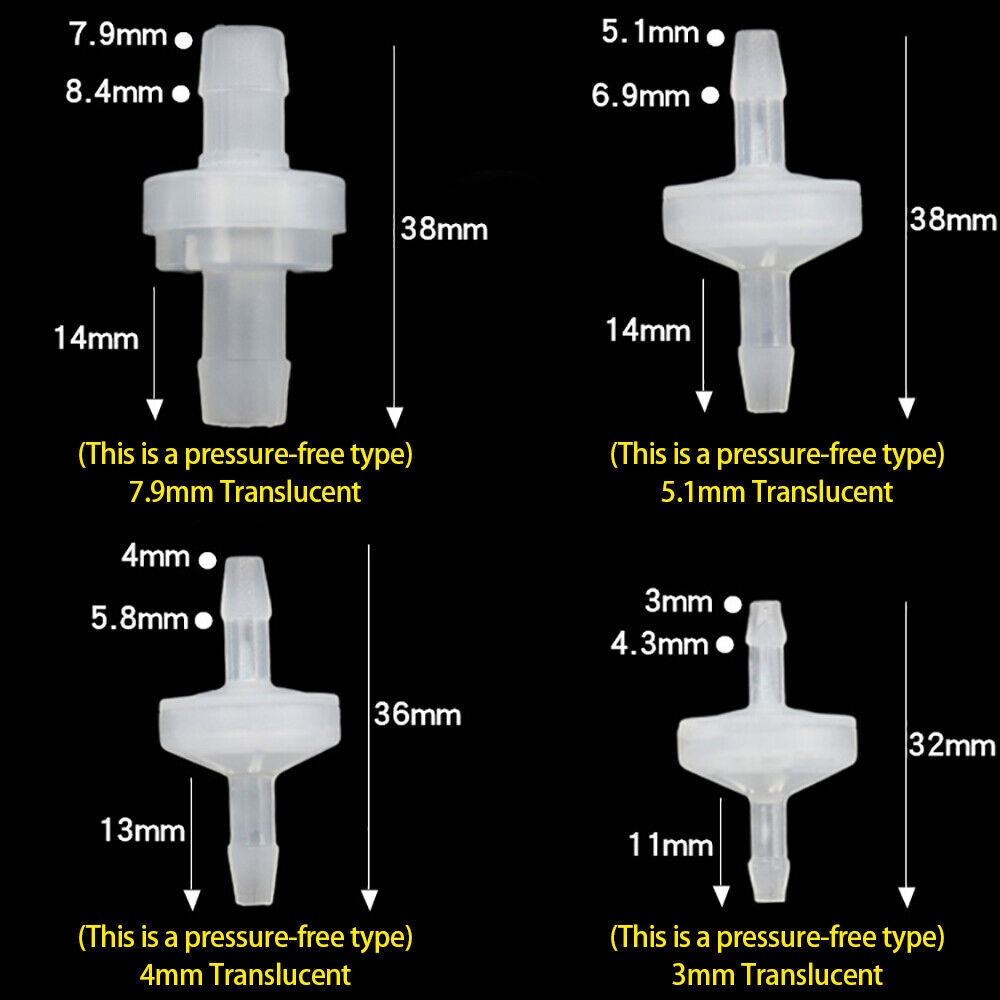 3mm to 12mm Plastic Check Valve One Way Non-return Valve Oil Gas Water Air