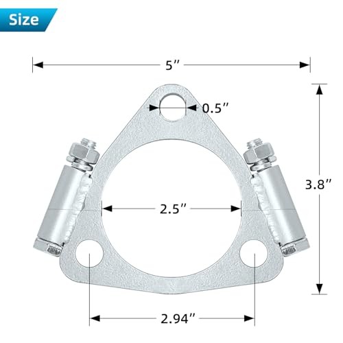 2.5 inch ID Triangle Exhaust Split Flange for 2.25 inch OD Flared Y Pipe, Pack