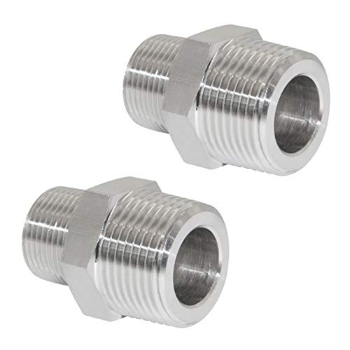 Reducing Hex Nipple, 1/4″ 1/4“ x 1/8” NPT( O.D x O.D: 1/2″ x 3/8″ ) Pack of 2