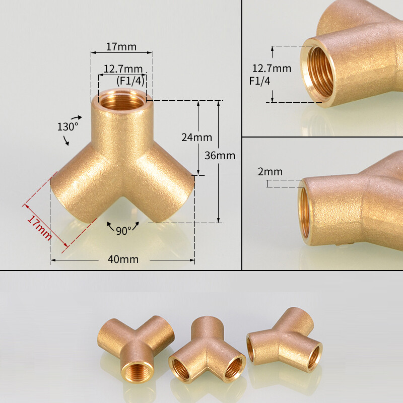 1/4″ 3/8″1/2″ BSP Brass Pipe Y Type Connector Female/Male Thread Coupler Adapter