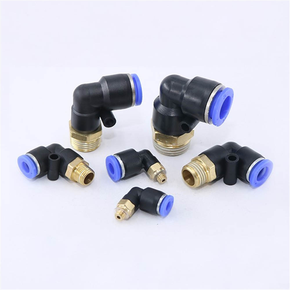 Pneumatic Right Angle 90° MALE BSP push-fit hose inline airline connectors