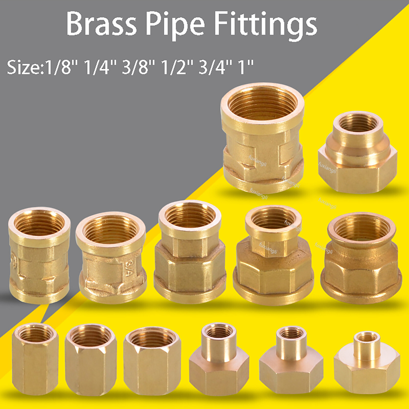 Brass BSP 1/8″ 1/4″ -1″ Female Thread Pipe Fittings Reducing Connector Adapter
